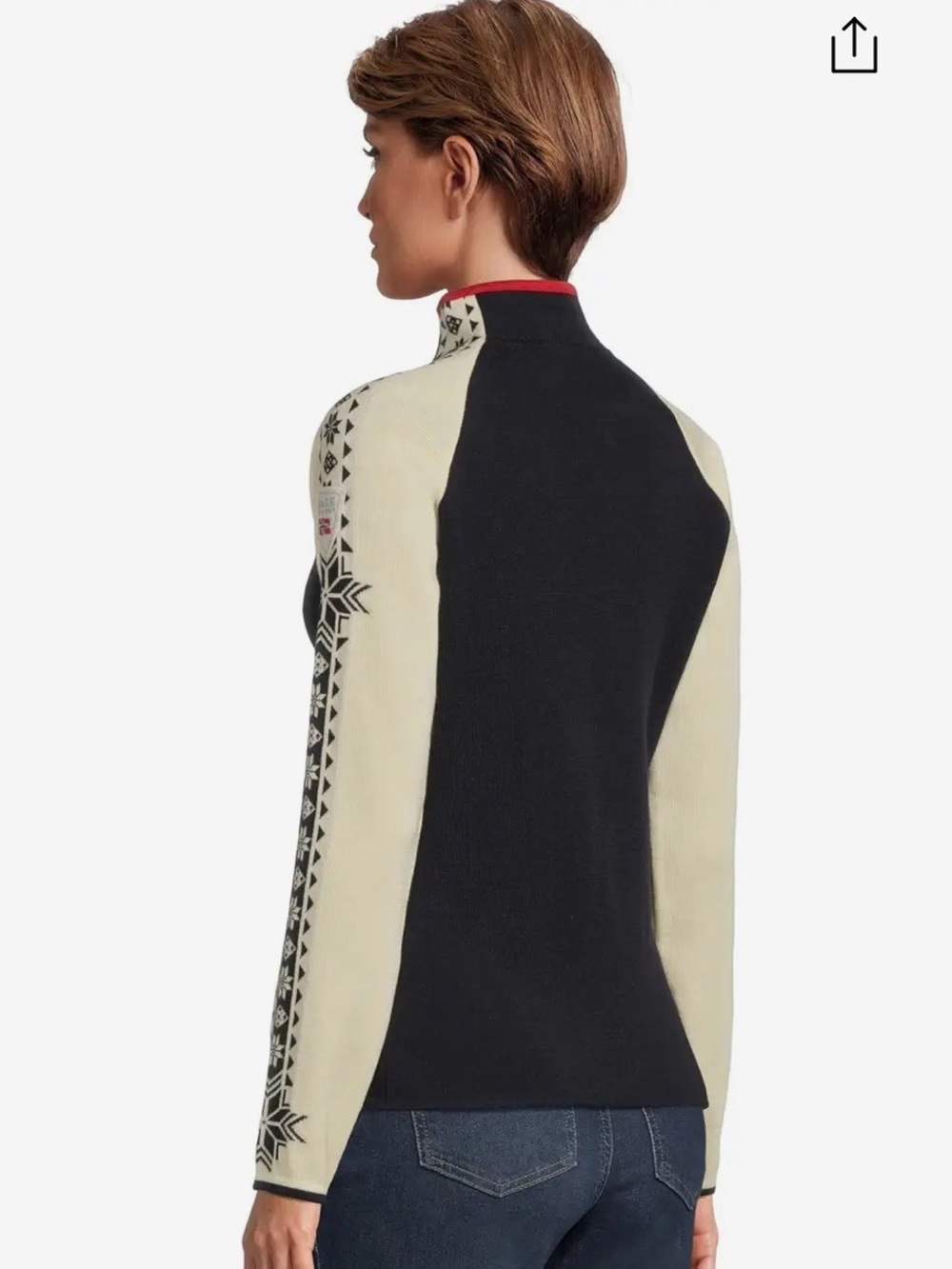 EUC Dale of Norway Geilo Size Large (L) Quarter-Zip Navy, Cream Red Sweater - Picture 3 of 16